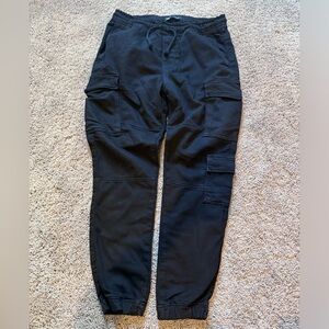 Zara men’s cargo jogger pants sz L black cotton French Terry